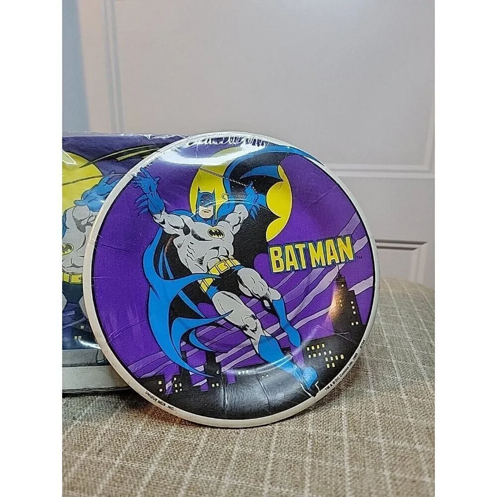 Rare Vintage 1989 BATMAN DC Comics Birthday Plates Sealed FULL SET! Cups & Napki